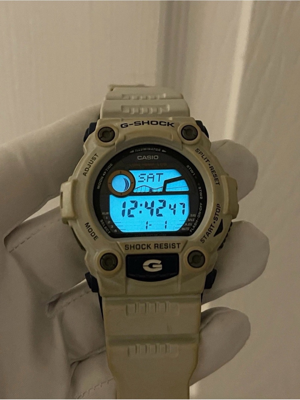 Casio G-Shock G-7900A White Blue Men's Digital Watch Tide Moon Graph Module 3194